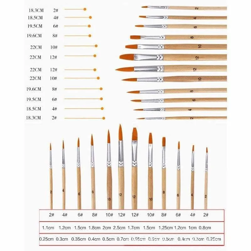 12 Pcs different paint brush