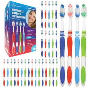 30 Travel Toothbrushes Bulk - Individually Wrapped