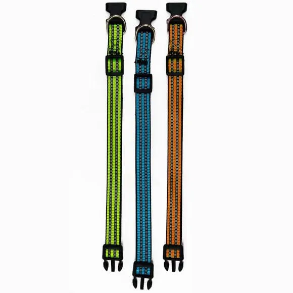 Adjustable Reflective Dog Collar, Assorted Colors, 15"-18.9"