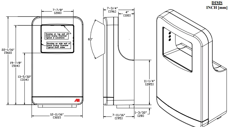 ASI® 20200-2 TRI-Umph™ 208/240V High Speed Automatic Hand Dryer