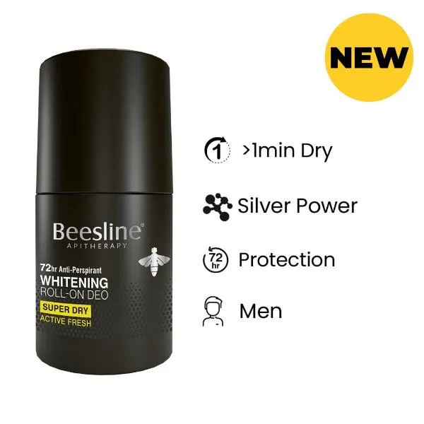 Beesline - Whitening Roll-On Deo  Super Dry, Silver Power - Active Fresh