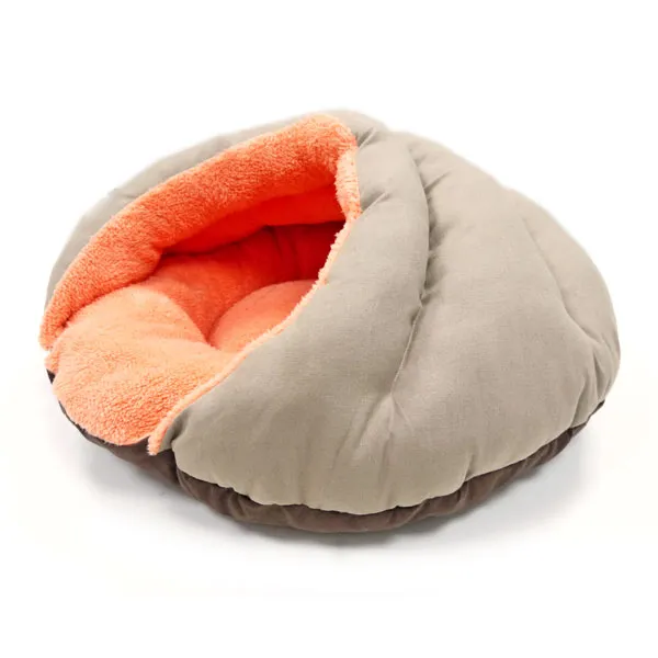 Burger Bed Small Dog Snuggle Bed - Orange/Brown