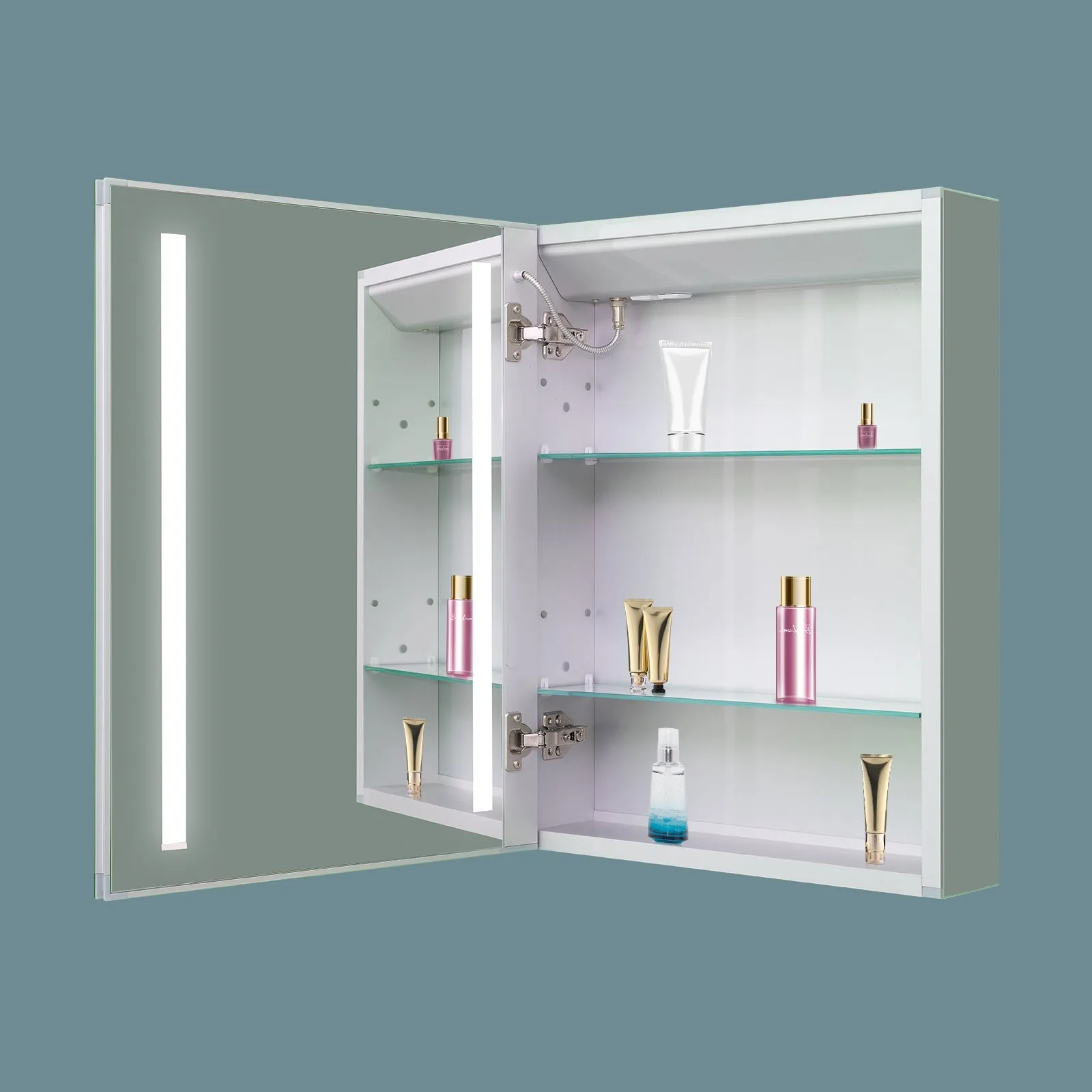 CAD 20 in. W x 26 in. H Medium Rectangular Silver Aluminum Recessed/Surface Mount Medicine Cabinet with Mirror