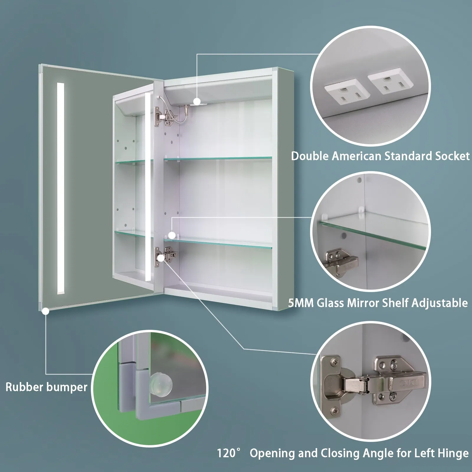 CAD 20 in. W x 26 in. H Medium Rectangular Silver Aluminum Recessed/Surface Mount Medicine Cabinet with Mirror