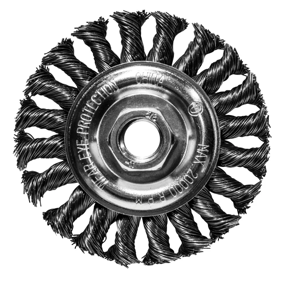 Century Drill And Tool Wire Wheel Coarse Knot 4″ Size 5/8" X 11" Arbor Safe Rpm 12.500