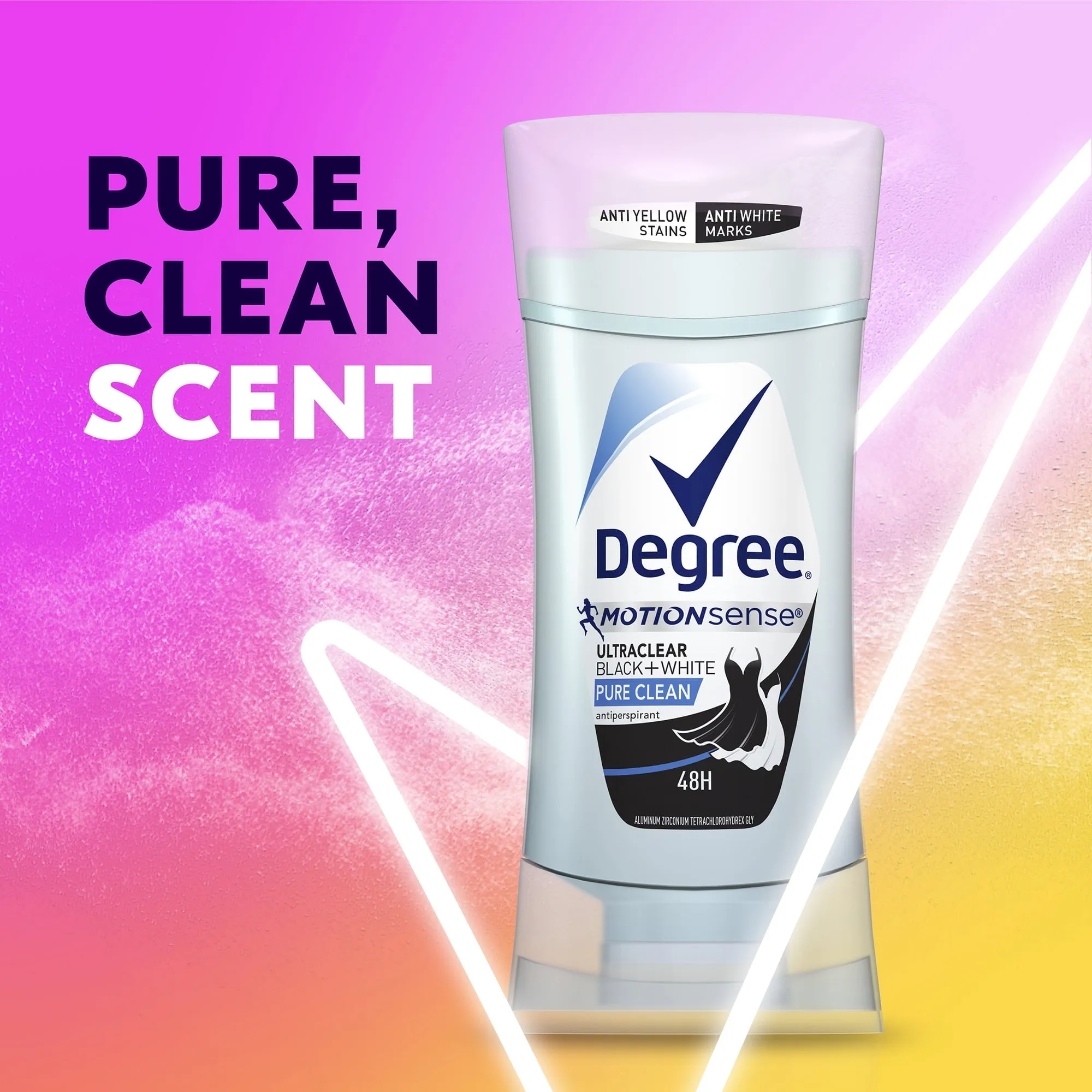 Degree Ultra Clear Long Lasting Women's Antiperspirant Deodorant Stick, Pure Clean, 2.6 oz