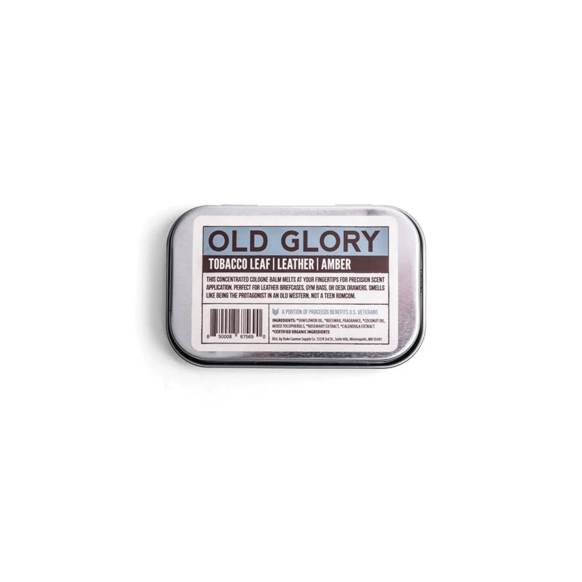 Duke Cannon Old Glory Series SCOLDGLORY1 Cologne Balm, Solid, Leaf, Leather, 1.5 oz Tin