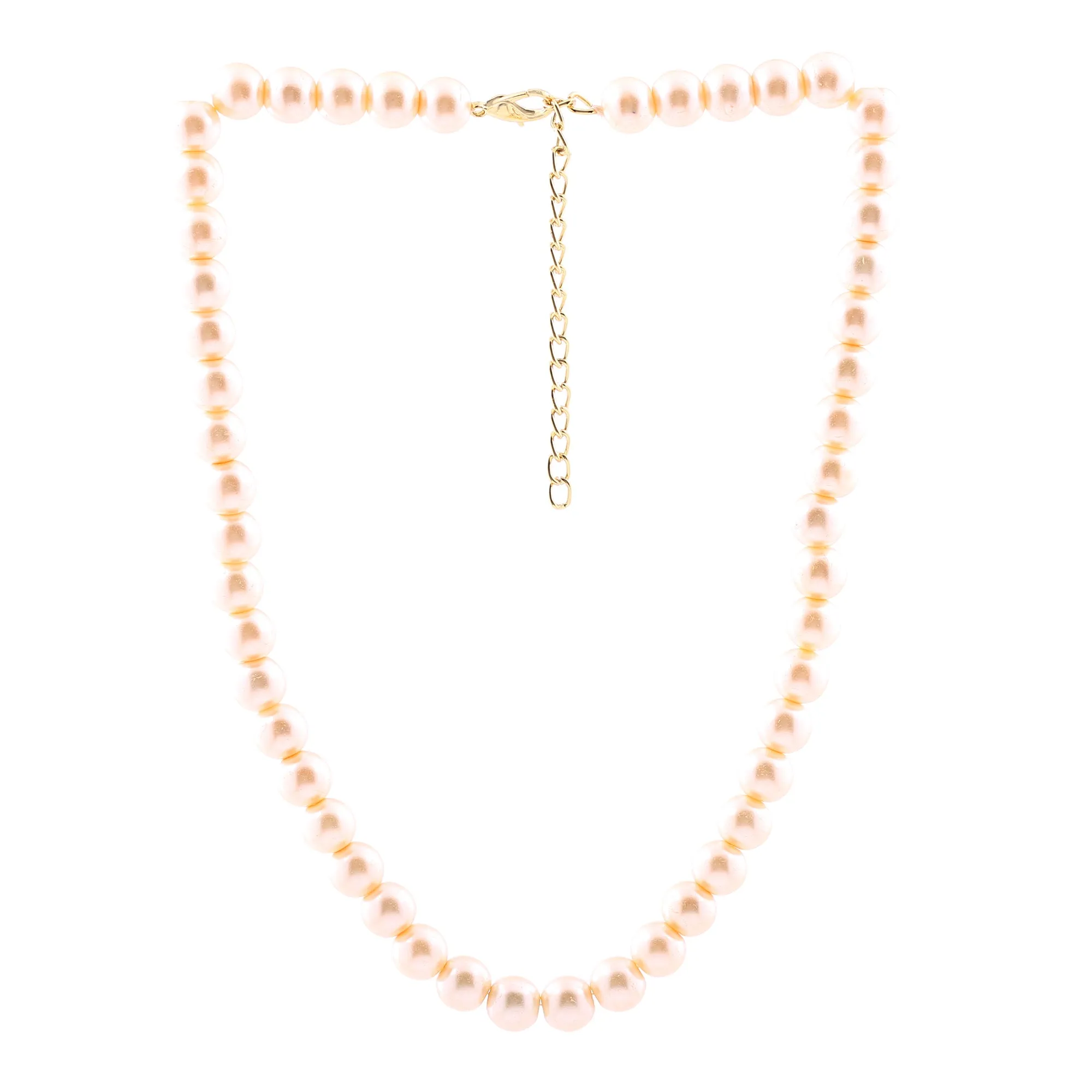 Estele Gold Plated - Creamy Pearl Single Line Necklace for Women