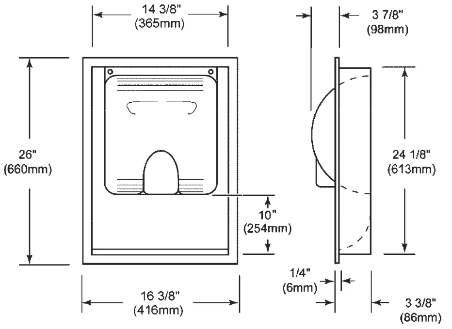 Excel Dryer XLERATOR® 40502 Recess Kit - Graphite Stainless Steel ADA Compliant  (DOES NOT INCLUDE HAND DRYER)