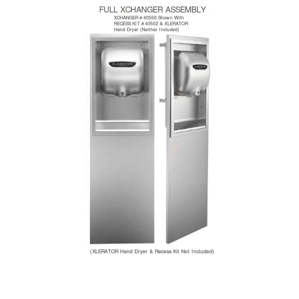 Excel Dryer XLERATOR®40550 XChanger (Only) Brushed Stainless Steel Standard Height (40502 Recess Kit NOT INCLUDED)