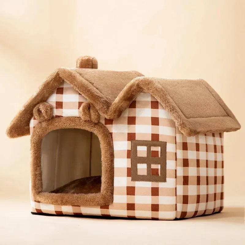 Foldable Cat House Winter Warm Cave Bed