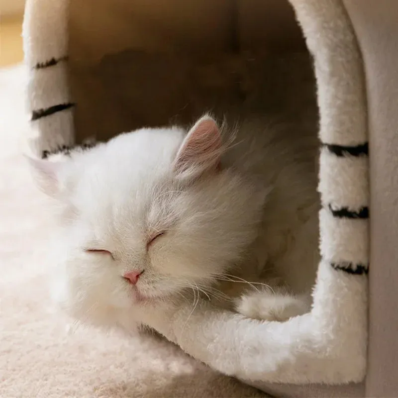 Foldable Cat House Winter Warm Cave Bed