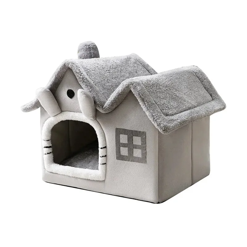 Foldable Cat House Winter Warm Cave Bed