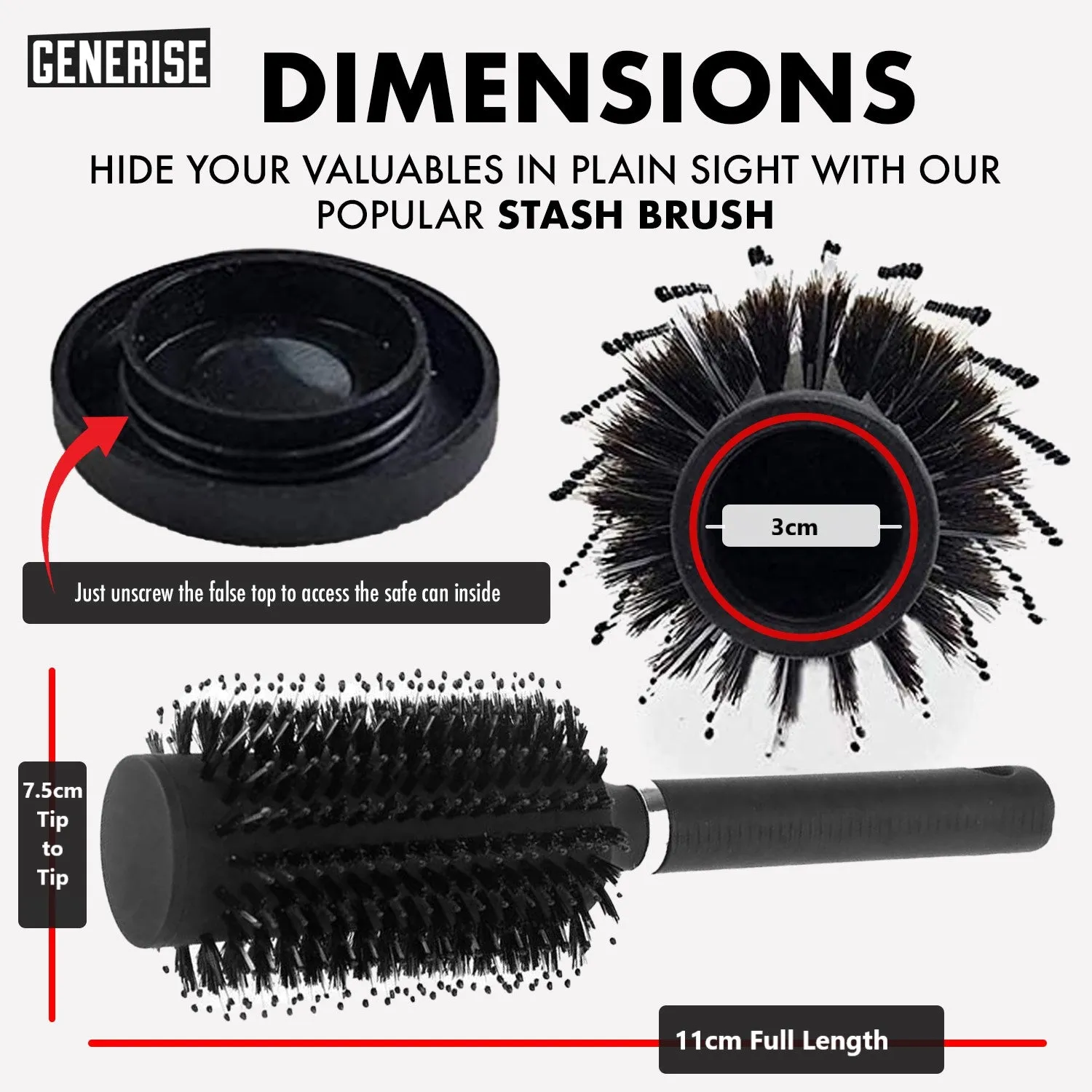 Generise 'Secret Stash' Hairbrushes - 3 Choices!