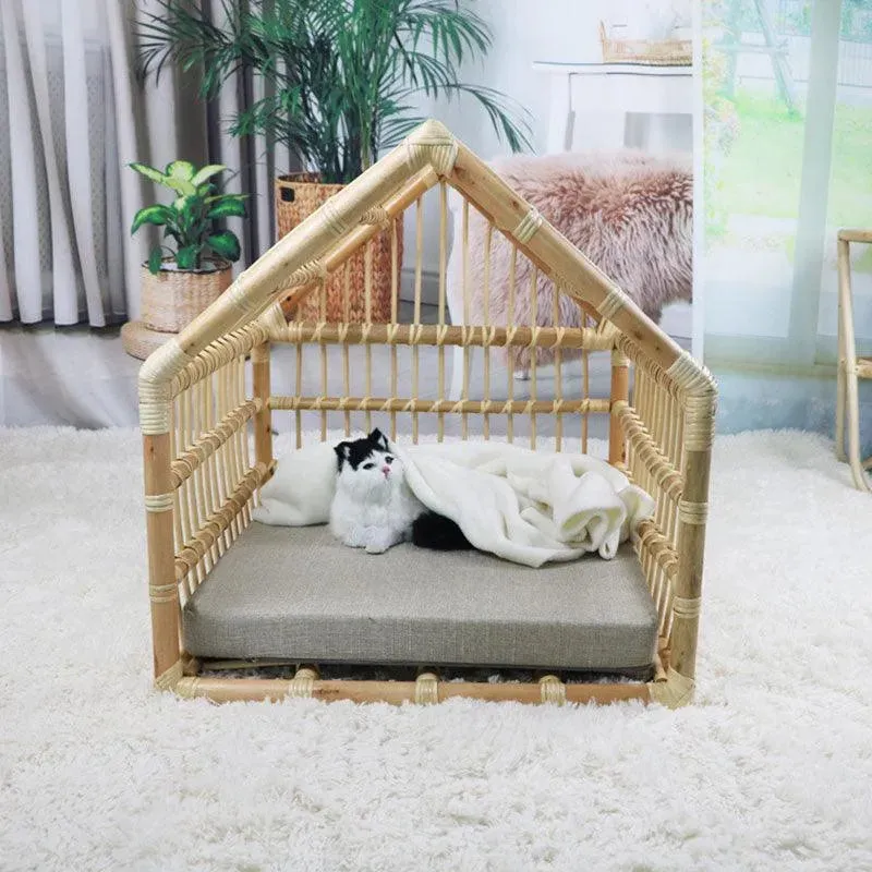 Handmade Rattan Woven Cat Nest Small Pet Bed