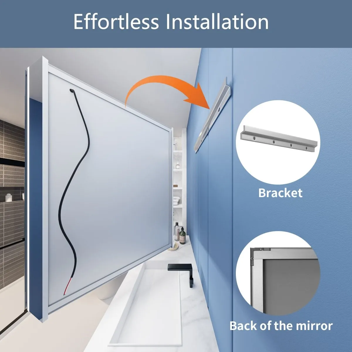 Illusion-B 24" x 36" LED Lighted Inset Mirrored Medicine Cabinet with Magnifiers Front and Back Light, Right Hinge