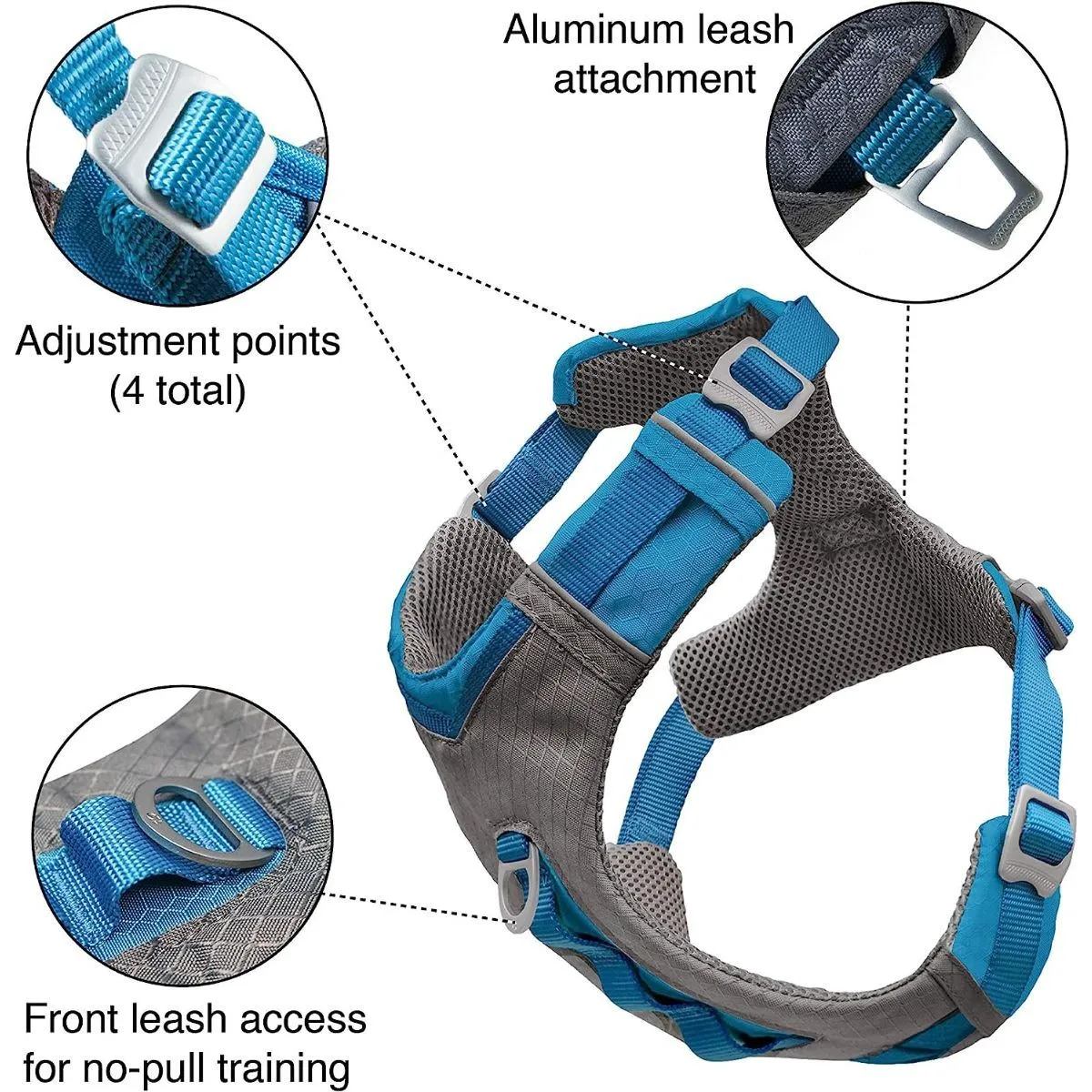 Kurgo Journey Air Dog Harness Black Gray Large