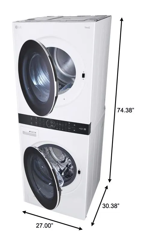 LG 27 in. White WashTower Laundry Center with 4.5 cu. ft. Washer and 7.4 cu. ft. Gas Dryer WKGX201HWA