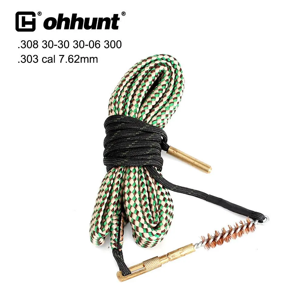 ohhunt .308 30-30 30-06 300 .303 7.62mm  Barrel Cleaner Kit Cord Rope Brass Bore Cleaner Gun Bore Brush