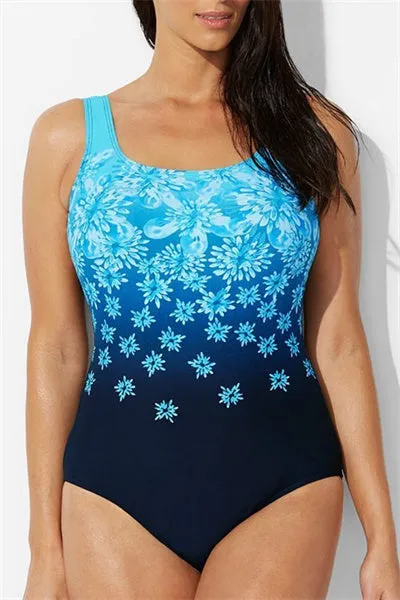 Resistant Exploded Floral Sport One Piece Swimsuit