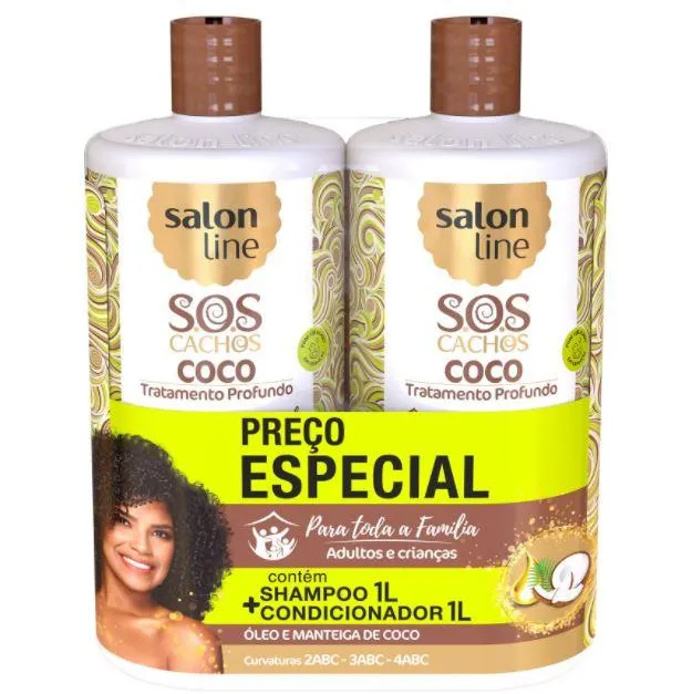 Salon Line SOS Curls Coconut Curly Wavy Deep Moisturizing Treatment Kit 2x1l