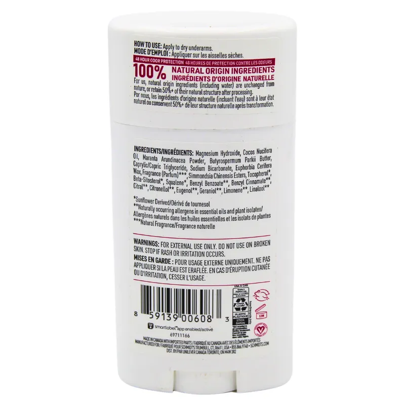 Schmidt's Deodorant Stick Rose & Vanilla 2.65oz