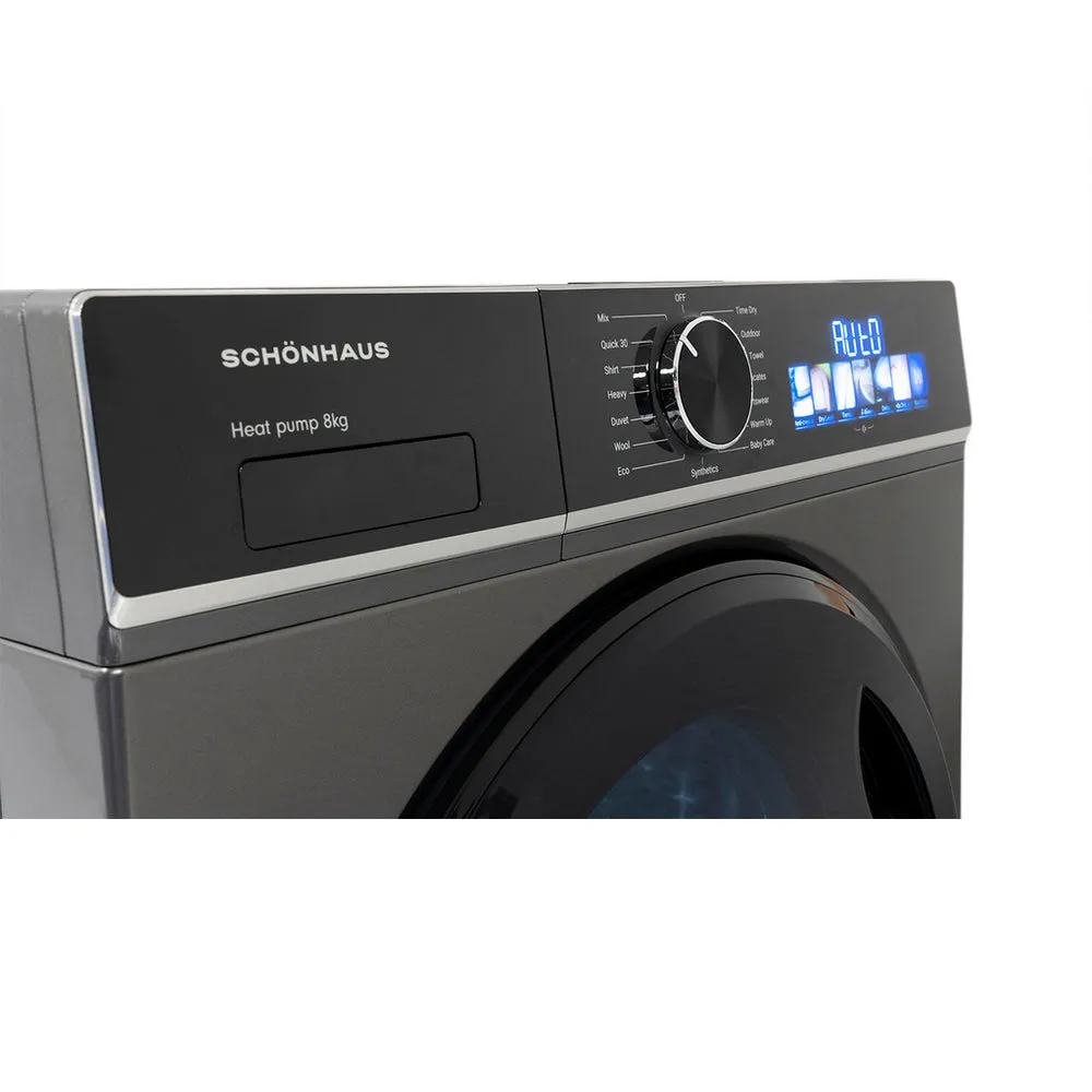 Schonhaus TDSHF018A3G 8kg Heat Pump Tumble Dryer Graphite