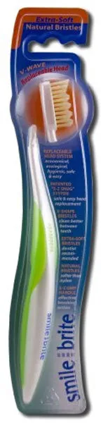 SMILE BRITE - Replaceable Head Natural Toothbrush V-Wave X-Soft - 1 Toothbrush