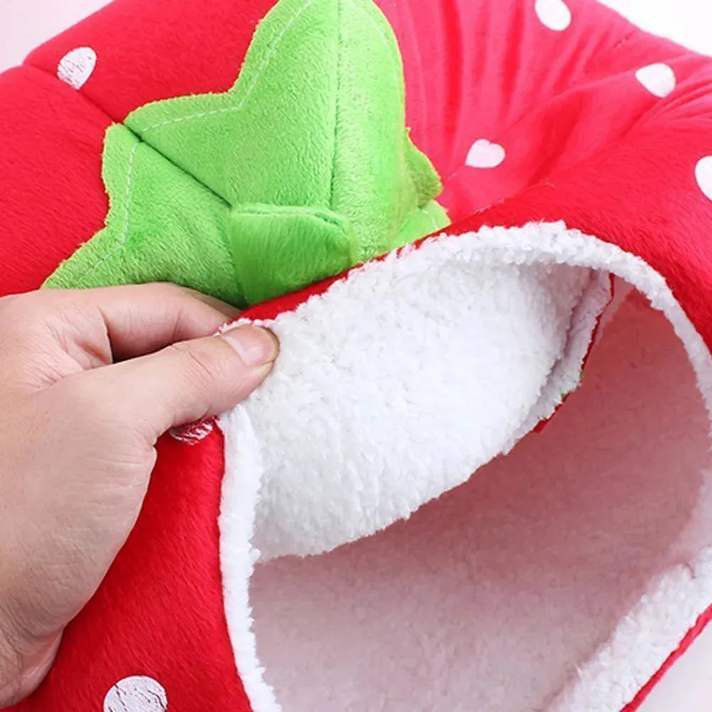 Strawberry-Shaped Cozy Pet Bed for Small Dogs and Cats