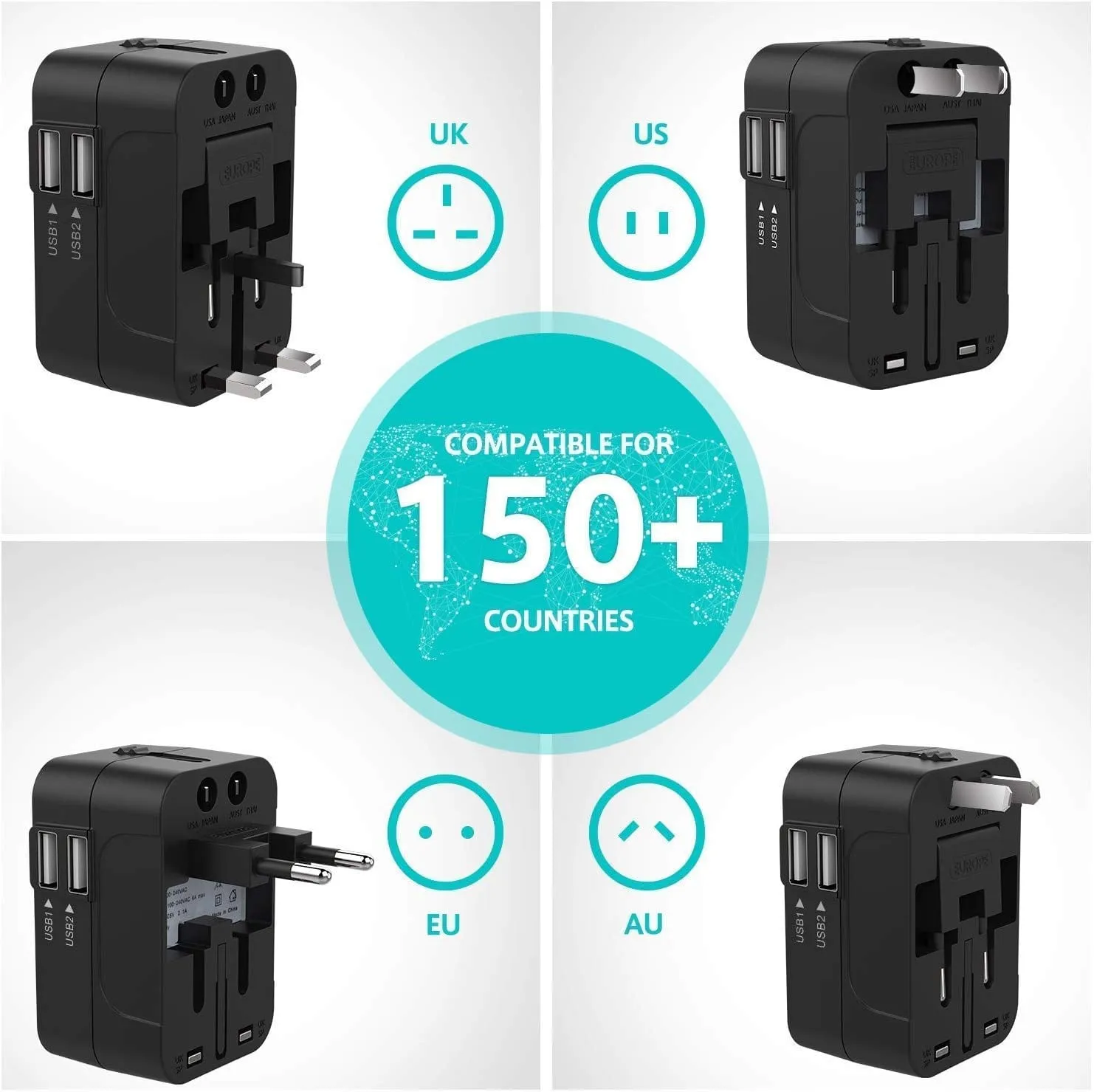 TrioCharger™️ All in One Worldwide Travel Adapter