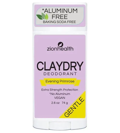 Zion Health Clay Dry Deodorant Evening Primrose 2.8 oz Stick